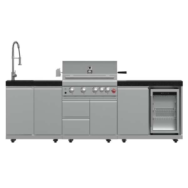 Bulnes Outdoor Kitchen 30" 60,000 BTU Stainless Steel BBQ with Black Granite Countertops