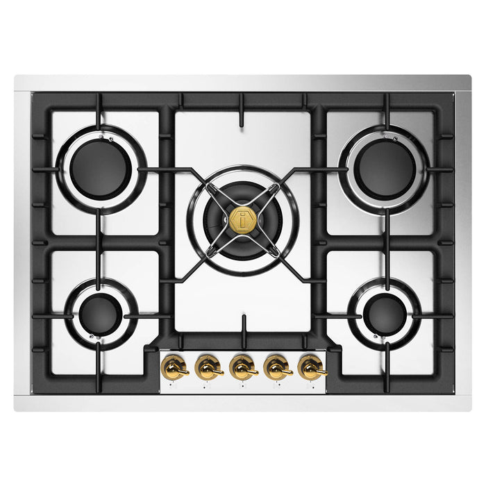 ILVE UHCPT75N Nostalgie II 30 inch Built-In Gas Cooktop with 5 Burners, in Stainless Steel