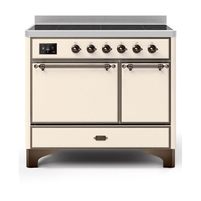 ILVE 40 Inch Majestic II Series Induction Range with 6 Elements Dual Ovens TFT Control Display Solid Oven Door (UMDI10QNS3)