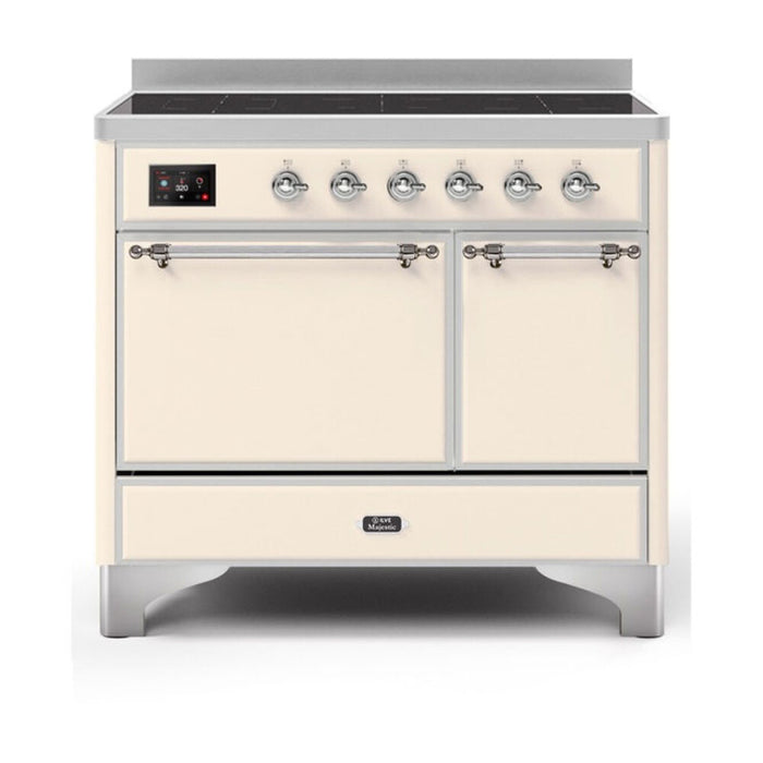 ILVE 40 Inch Majestic II Series Induction Range with 6 Elements Dual Ovens TFT Control Display Solid Oven Door (UMDI10QNS3)