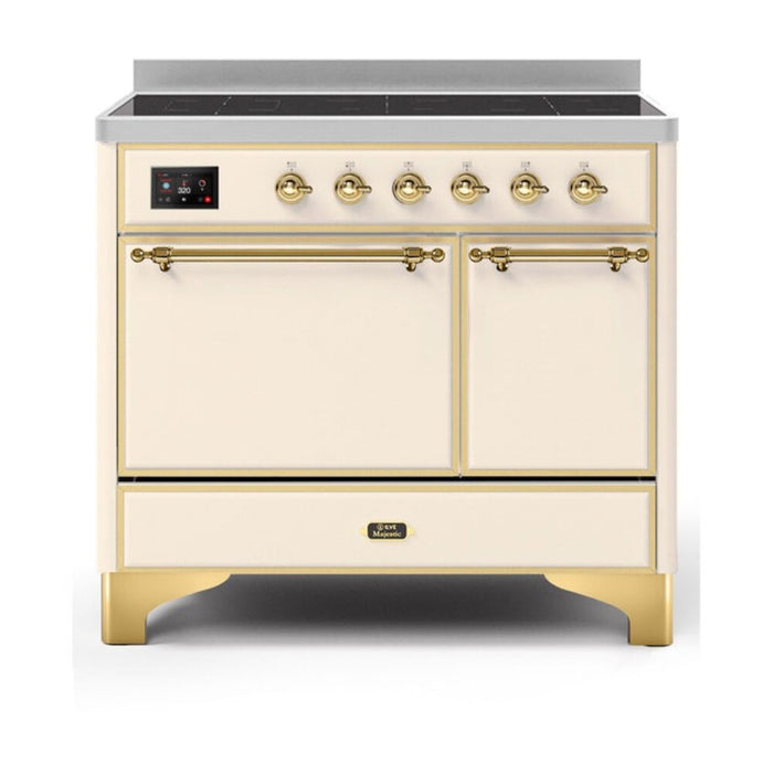 ILVE 40 Inch Majestic II Series Induction Range with 6 Elements Dual Ovens TFT Control Display Solid Oven Door (UMDI10QNS3)