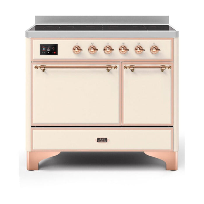 ILVE 40 Inch Majestic II Series Induction Range with 6 Elements Dual Ovens TFT Control Display Solid Oven Door (UMDI10QNS3)