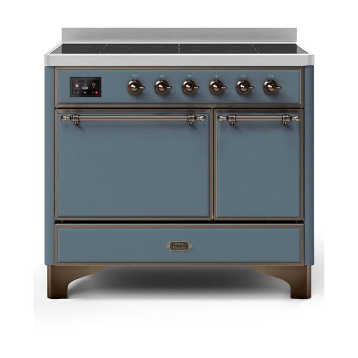 ILVE 40 Inch Majestic II Series Induction Range with 6 Elements Dual Ovens TFT Control Display Solid Oven Door (UMDI10QNS3)