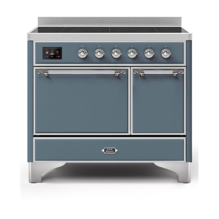ILVE 40 Inch Majestic II Series Induction Range with 6 Elements Dual Ovens TFT Control Display Solid Oven Door (UMDI10QNS3)