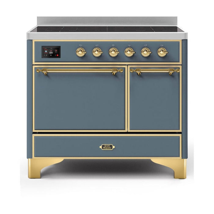ILVE 40 Inch Majestic II Series Induction Range with 6 Elements Dual Ovens TFT Control Display Solid Oven Door (UMDI10QNS3)