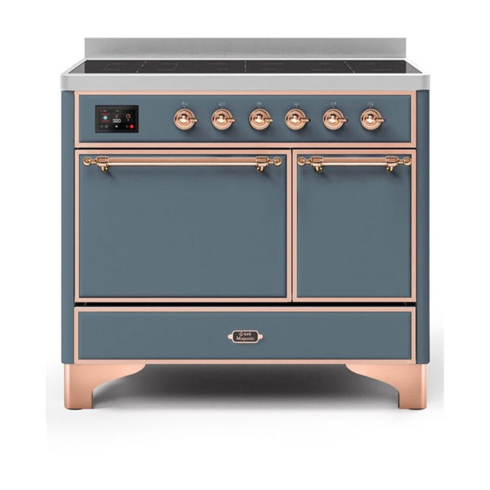 ILVE 40 Inch Majestic II Series Induction Range with 6 Elements Dual Ovens TFT Control Display Solid Oven Door (UMDI10QNS3)