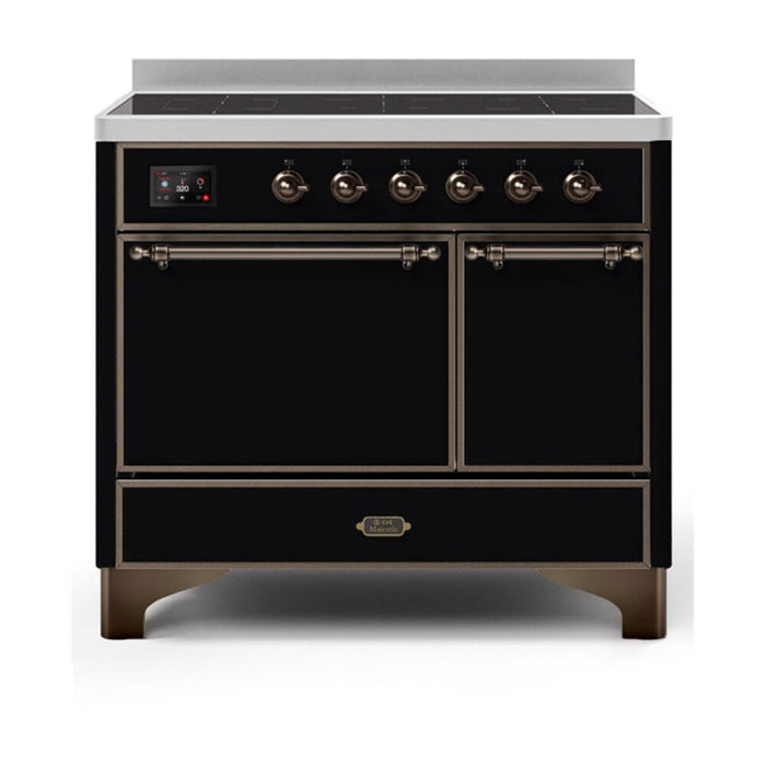 ILVE 40 Inch Majestic II Series Induction Range with 6 Elements Dual Ovens TFT Control Display Solid Oven Door (UMDI10QNS3)