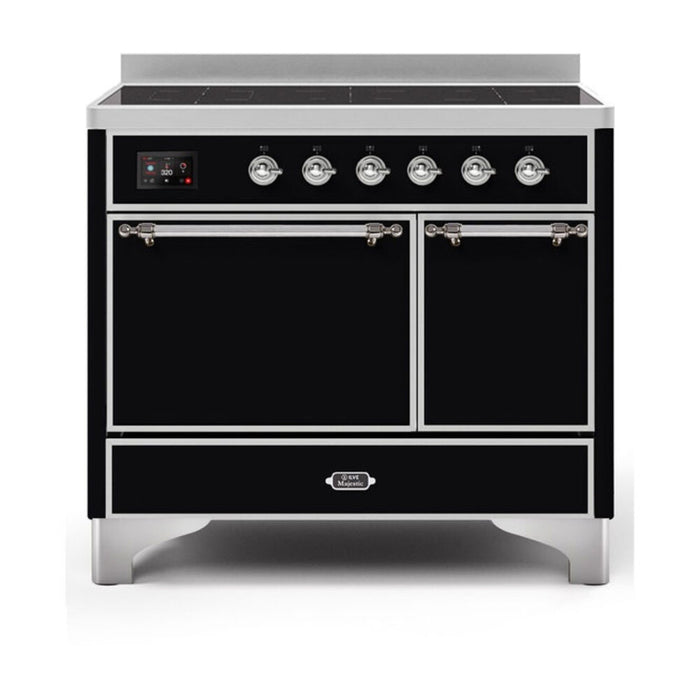 ILVE 40 Inch Majestic II Series Induction Range with 6 Elements Dual Ovens TFT Control Display Solid Oven Door (UMDI10QNS3)