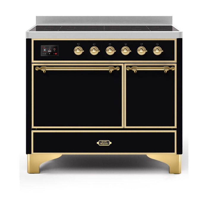 ILVE 40 Inch Majestic II Series Induction Range with 6 Elements Dual Ovens TFT Control Display Solid Oven Door (UMDI10QNS3)