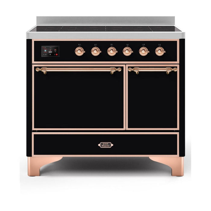ILVE 40 Inch Majestic II Series Induction Range with 6 Elements Dual Ovens TFT Control Display Solid Oven Door (UMDI10QNS3)