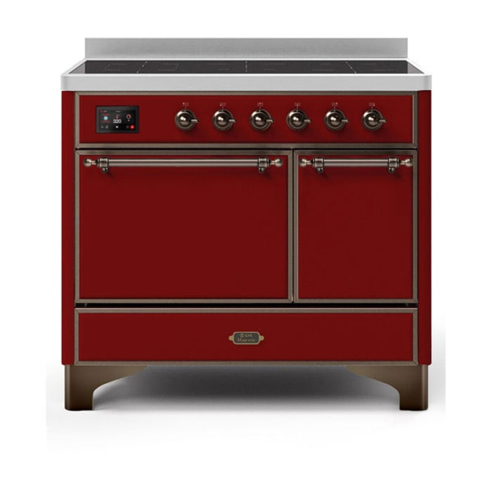 ILVE 40 Inch Majestic II Series Induction Range with 6 Elements Dual Ovens TFT Control Display Solid Oven Door (UMDI10QNS3)