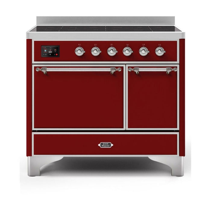 ILVE 40 Inch Majestic II Series Induction Range with 6 Elements Dual Ovens TFT Control Display Solid Oven Door (UMDI10QNS3)