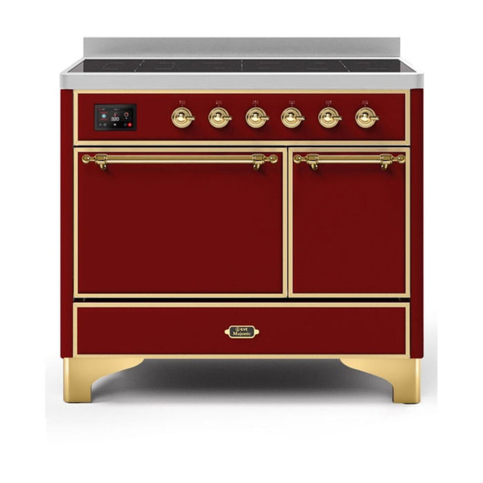 ILVE 40 Inch Majestic II Series Induction Range with 6 Elements Dual Ovens TFT Control Display Solid Oven Door (UMDI10QNS3)