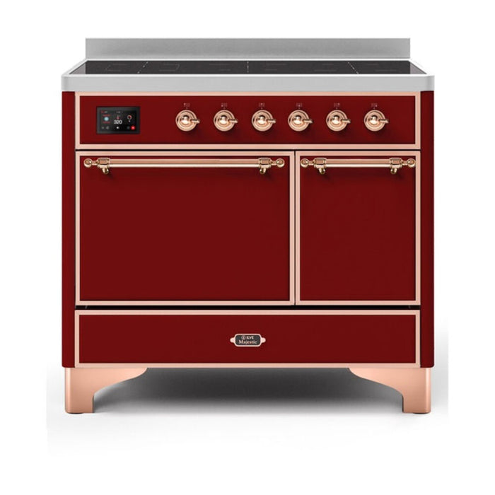ILVE 40 Inch Majestic II Series Induction Range with 6 Elements Dual Ovens TFT Control Display Solid Oven Door (UMDI10QNS3)