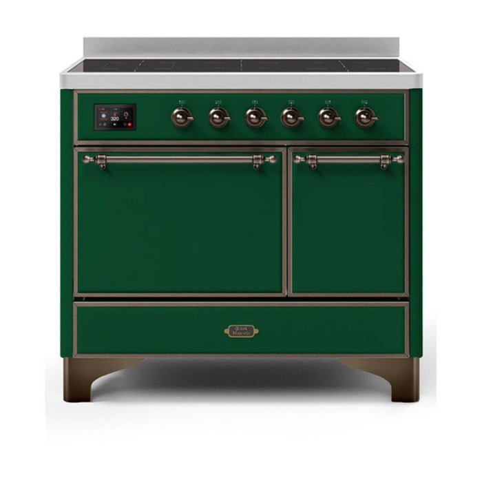 ILVE 40 Inch Majestic II Series Induction Range with 6 Elements Dual Ovens TFT Control Display Solid Oven Door (UMDI10QNS3)