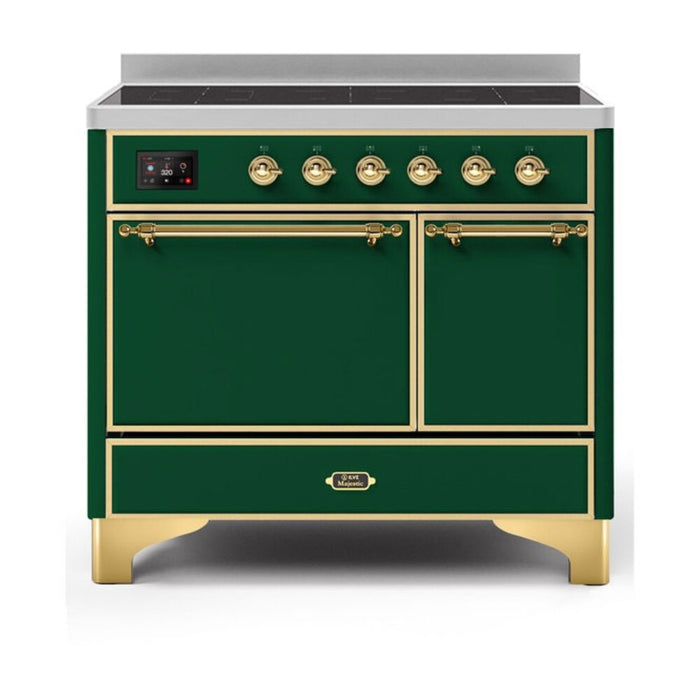 ILVE 40 Inch Majestic II Series Induction Range with 6 Elements Dual Ovens TFT Control Display Solid Oven Door (UMDI10QNS3)