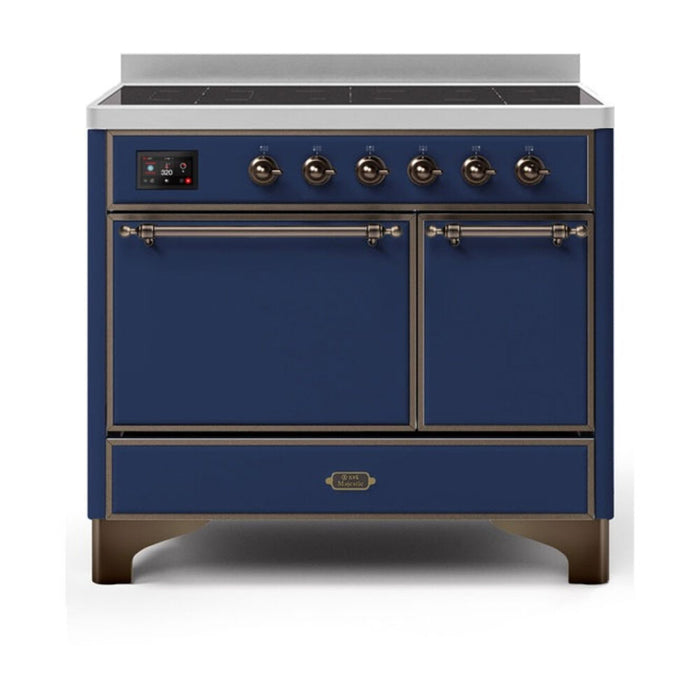 ILVE 40 Inch Majestic II Series Induction Range with 6 Elements Dual Ovens TFT Control Display Solid Oven Door (UMDI10QNS3)