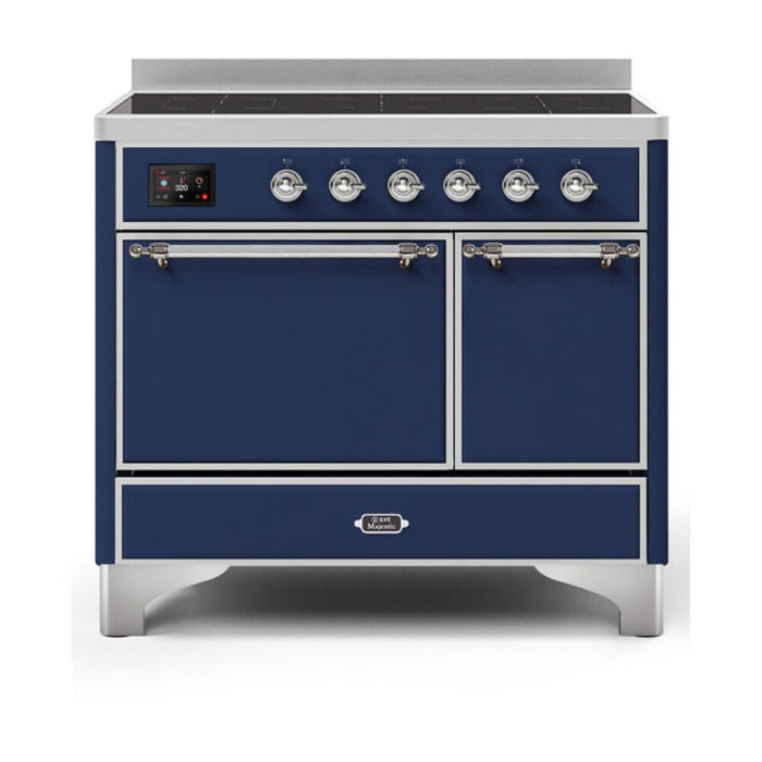 ILVE 40 Inch Majestic II Series Induction Range with 6 Elements Dual Ovens TFT Control Display Solid Oven Door (UMDI10QNS3)