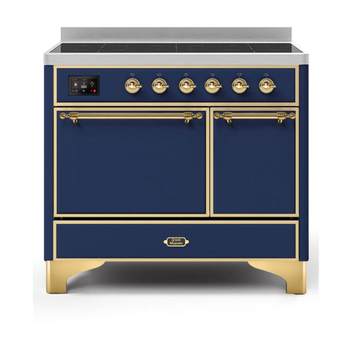 ILVE 40 Inch Majestic II Series Induction Range with 6 Elements Dual Ovens TFT Control Display Solid Oven Door (UMDI10QNS3)