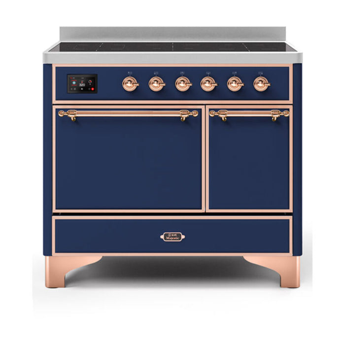 ILVE 40 Inch Majestic II Series Induction Range with 6 Elements Dual Ovens TFT Control Display Solid Oven Door (UMDI10QNS3)