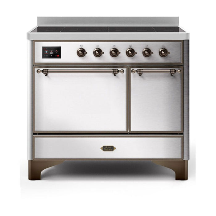 ILVE 40 Inch Majestic II Series Induction Range with 6 Elements Dual Ovens TFT Control Display Solid Oven Door (UMDI10QNS3)