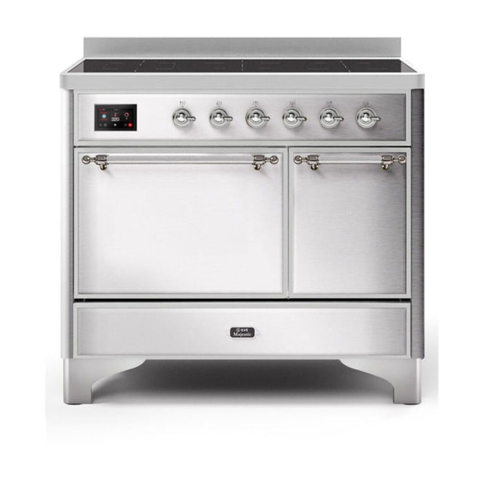ILVE 40 Inch Majestic II Series Induction Range with 6 Elements Dual Ovens TFT Control Display Solid Oven Door (UMDI10QNS3)