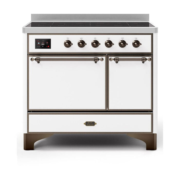 ILVE 40 Inch Majestic II Series Induction Range with 6 Elements Dual Ovens TFT Control Display Solid Oven Door (UMDI10QNS3)