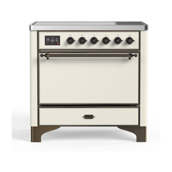 ILVE 36 Inch Majestic II Series Induction Range with 5 Elements 3.5 cu. ft. Oven Capacity TFT Oven Control Display Solid Door (UMI09QNS3)