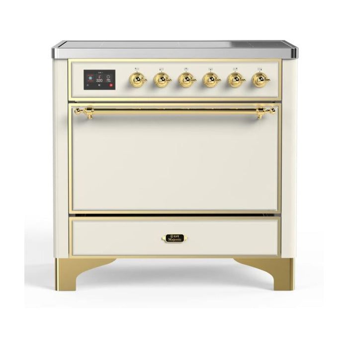 ILVE 36 Inch Majestic II Series Induction Range with 5 Elements 3.5 cu. ft. Oven Capacity TFT Oven Control Display Solid Door (UMI09QNS3)