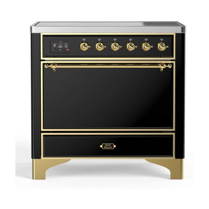 ILVE 36 Inch Majestic II Series Induction Range with 5 Elements 3.5 cu. ft. Oven Capacity TFT Oven Control Display Solid Door (UMI09QNS3)