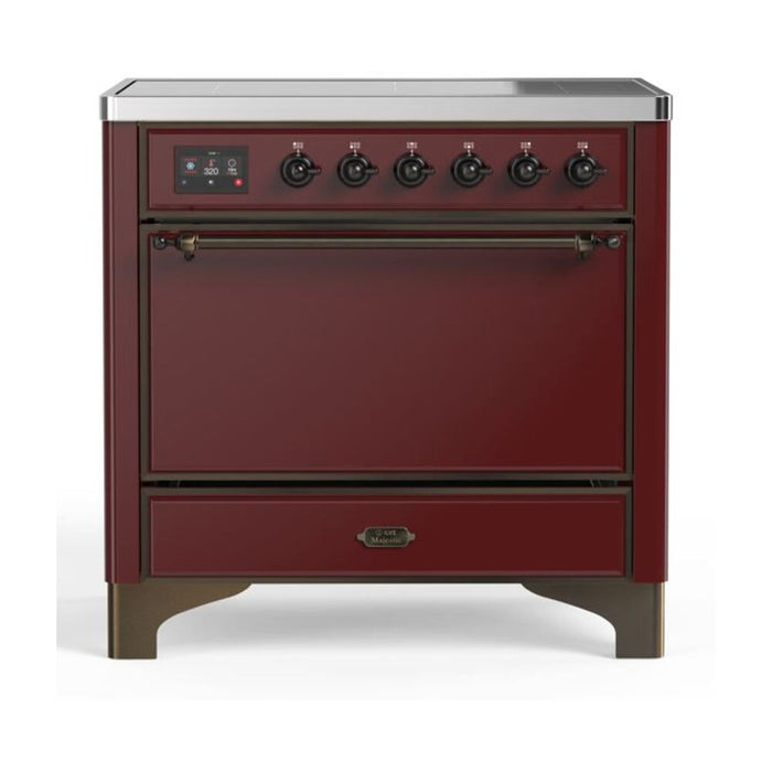 ILVE 36 Inch Majestic II Series Induction Range with 5 Elements 3.5 cu. ft. Oven Capacity TFT Oven Control Display Solid Door (UMI09QNS3)