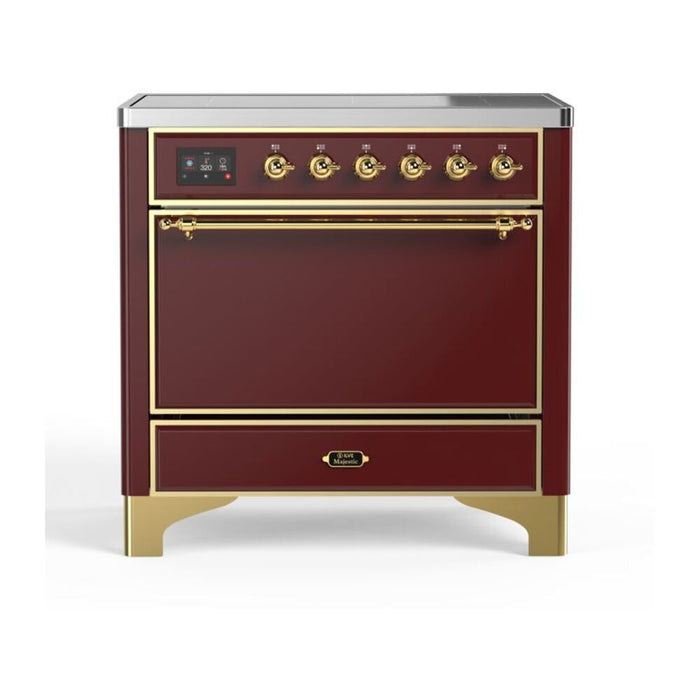 ILVE 36 Inch Majestic II Series Induction Range with 5 Elements 3.5 cu. ft. Oven Capacity TFT Oven Control Display Solid Door (UMI09QNS3)