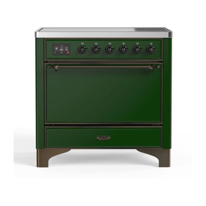 ILVE 36 Inch Majestic II Series Induction Range with 5 Elements 3.5 cu. ft. Oven Capacity TFT Oven Control Display Solid Door (UMI09QNS3)