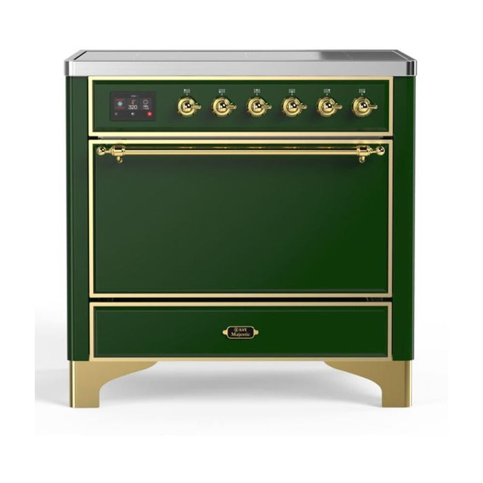ILVE 36 Inch Majestic II Series Induction Range with 5 Elements 3.5 cu. ft. Oven Capacity TFT Oven Control Display Solid Door (UMI09QNS3)