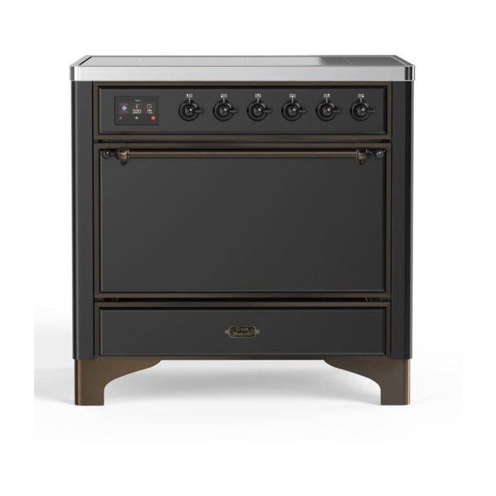 ILVE 36 Inch Majestic II Series Induction Range with 5 Elements 3.5 cu. ft. Oven Capacity TFT Oven Control Display Solid Door (UMI09QNS3)