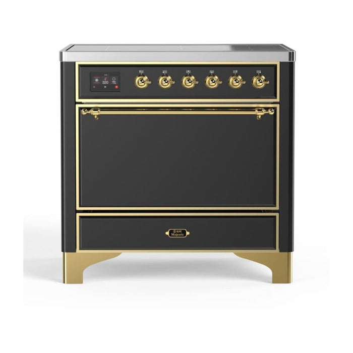 ILVE 36 Inch Majestic II Series Induction Range with 5 Elements 3.5 cu. ft. Oven Capacity TFT Oven Control Display Solid Door (UMI09QNS3)