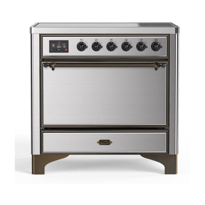 ILVE 36 Inch Majestic II Series Induction Range with 5 Elements 3.5 cu. ft. Oven Capacity TFT Oven Control Display Solid Door (UMI09QNS3)