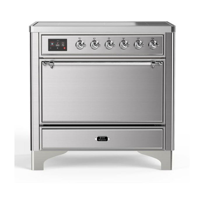 ILVE 36 Inch Majestic II Series Induction Range with 5 Elements 3.5 cu. ft. Oven Capacity TFT Oven Control Display Solid Door (UMI09QNS3)