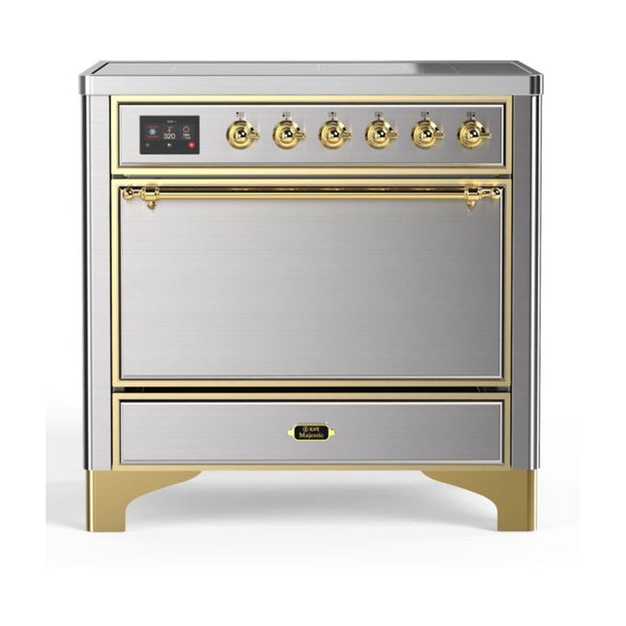 ILVE 36 Inch Majestic II Series Induction Range with 5 Elements 3.5 cu. ft. Oven Capacity TFT Oven Control Display Solid Door (UMI09QNS3)