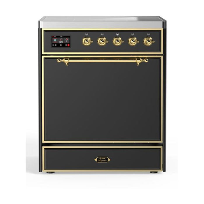 ILVE 30" Majestic II Series Induction Range with 4 Elements 2.3 cu. ft. Total Oven Capacity TFT Oven Control Display (UMI30QNE3)