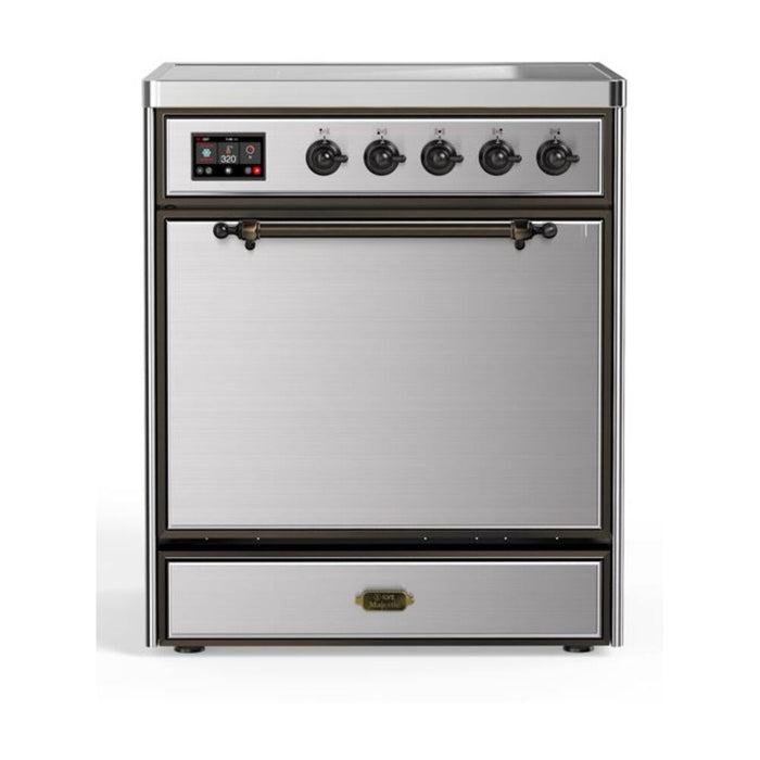 ILVE 30" Majestic II Series Induction Range with 4 Elements 2.3 cu. ft. Total Oven Capacity TFT Oven Control Display (UMI30QNE3)