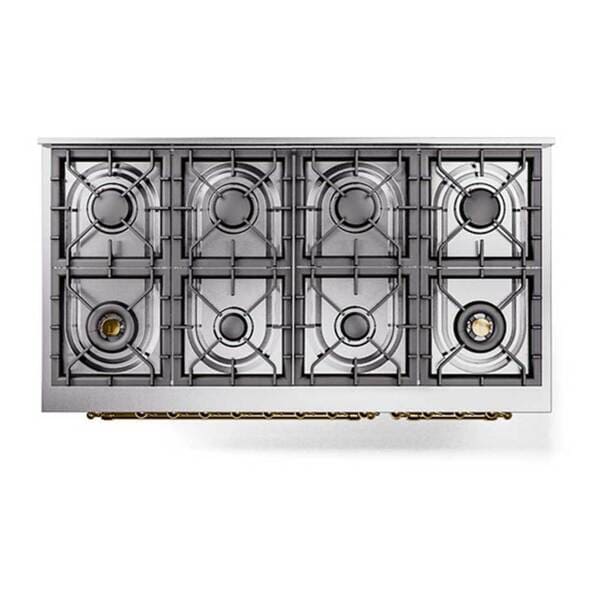 ILVE Nostalgie II 48 in Dual Fuel Range with 8 Total Black Brass Sealed Burners (Limited Edition UP488NMP)