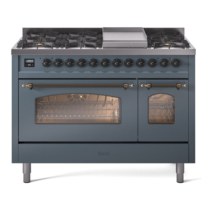 ILVE 48" Nostalgie II Series Freestanding Double Oven Dual Fuel Range