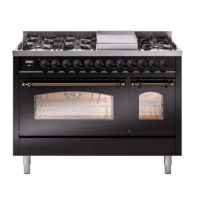ILVE 48" Nostalgie II Series Freestanding Double Oven Dual Fuel Range