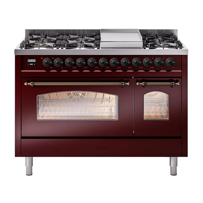 ILVE 48" Nostalgie II Series Freestanding Double Oven Dual Fuel Range