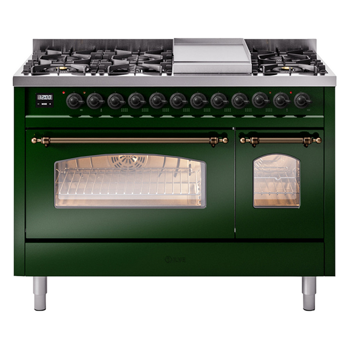 ILVE 48" Nostalgie II Series Freestanding Double Oven Dual Fuel Range