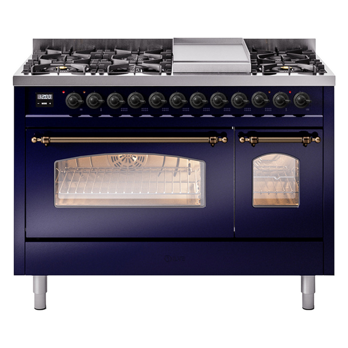 ILVE 48" Nostalgie II Series Freestanding Double Oven Dual Fuel Range