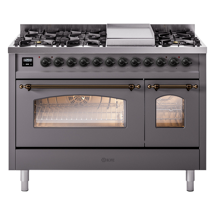 ILVE 48" Nostalgie II Series Freestanding Double Oven Dual Fuel Range