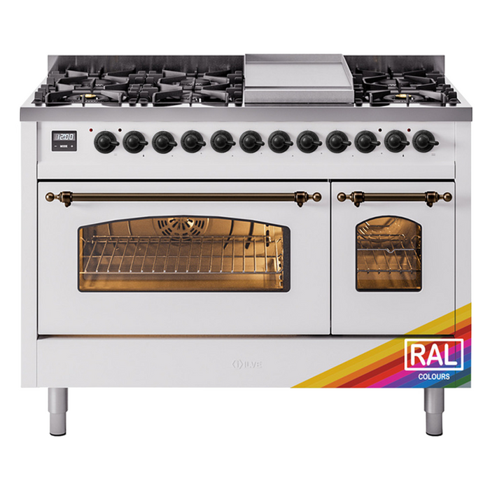 ILVE 48" Nostalgie II Series Freestanding Double Oven Dual Fuel Range