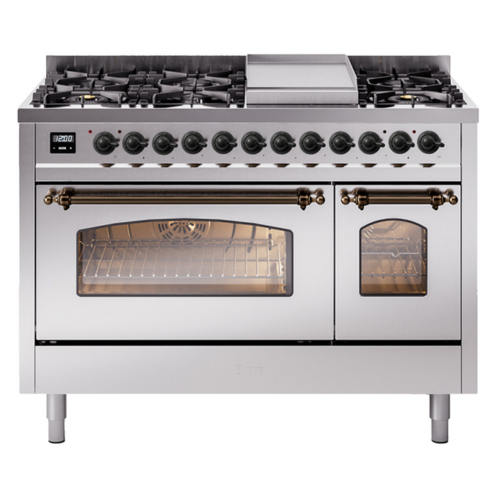 ILVE 48" Nostalgie II Series Freestanding Double Oven Dual Fuel Range